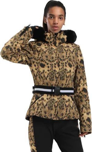 Women's Ski Jacket Snowboard Warm Winter Short Slim Snow Coat Jacket Mountain Windproof Waterproof Insulated Hooded