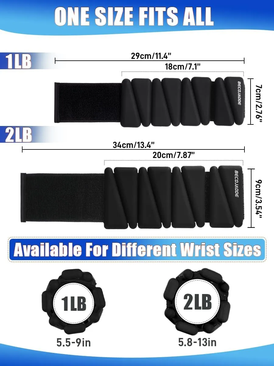 Wrist Ankle Weights Set of 2(1 lb/2 lb Each) Adjustable Weights Training Intensity for Strength Training Walking Running Yoga Pilates Jogging for Women Men