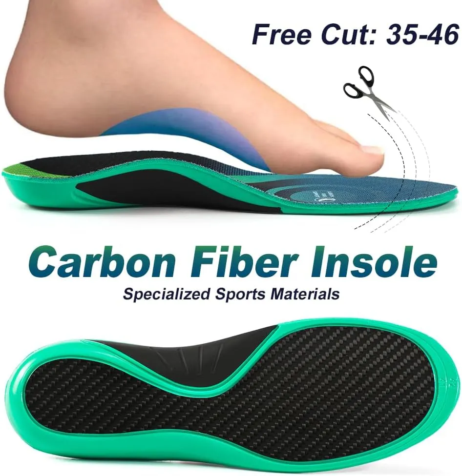 XINIFOOT Carbon Fiber Insole Performance Insoles Shock Absorbing Sport Shoe Insoles for Running, Basketball, Athletics Arch Support Insoles Inserts for Hiking Boots or Shoes