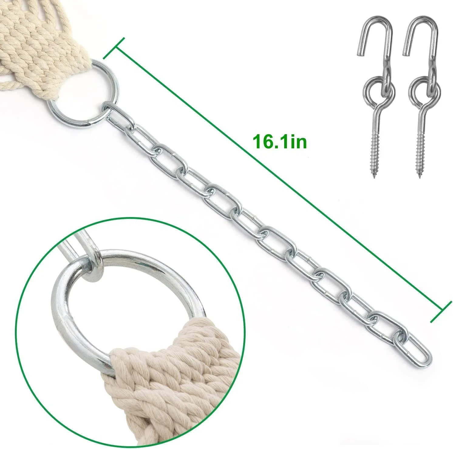 Y- STOP 13 FT Double Hammock with Pillow, Traditional Rope Hammock with Free Chains and Hooks for Outdoor, Indoor, Patio Yard, Double Solid Wood for Two Person, Outdoor Hammocks, Max 440 Lbs