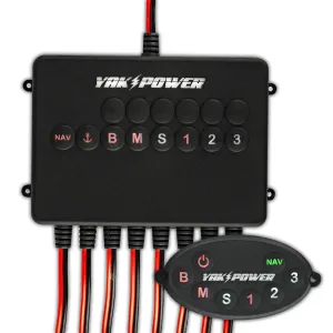 Yak-Power | Power Panel Digital Switching System with Plug-and-Play Connectivity for Easy Addition and Control of Your 12-Volt Electronics on Your Kayak (Wireless (8 Channel))
