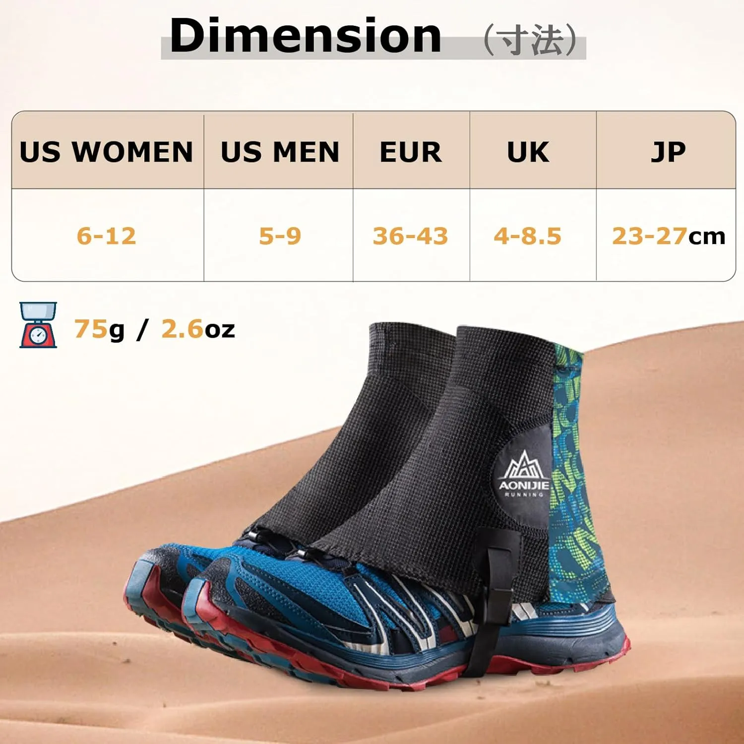 YAPJEB Gaiters Low for Hiking, Lightweight Waterproof Ankle Gaiters Rain Snow Boot Gators for Hiking, Hunting, Climbing, Woodcutting