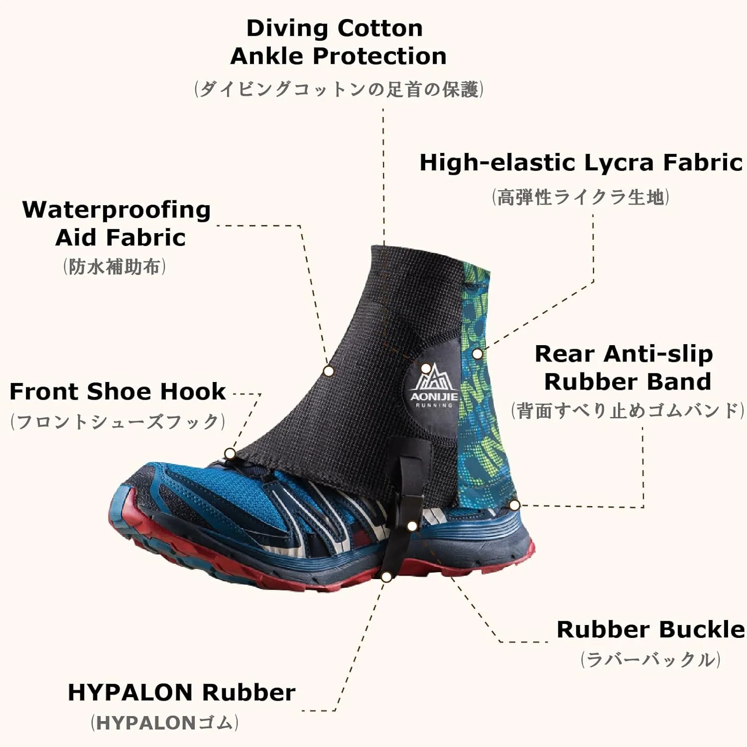 YAPJEB Gaiters Low for Hiking, Lightweight Waterproof Ankle Gaiters Rain Snow Boot Gators for Hiking, Hunting, Climbing, Woodcutting