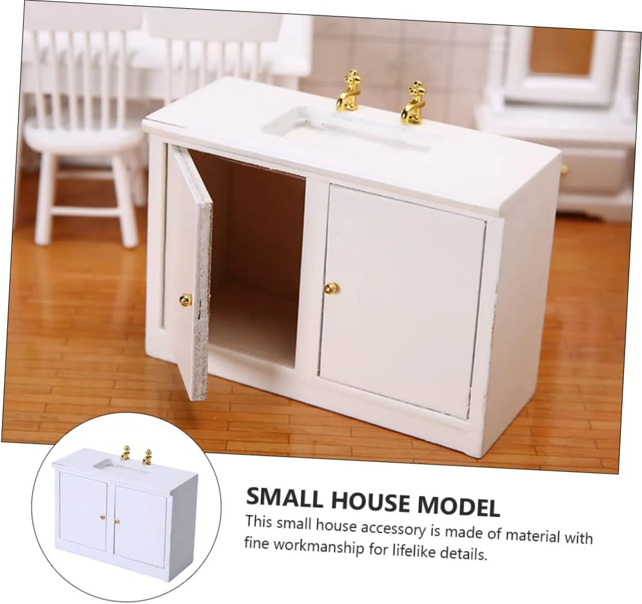 YARNOW 3 pcs Miniature Washing Table Set DIY Accessory for Dollhouse White Small House Model Furniture Creative Bathroom Decoration Lightweight and Compact Design for Miniature Scenes