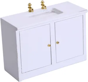 YARNOW 3 pcs Miniature Washing Table Set DIY Accessory for Dollhouse White Small House Model Furniture Creative Bathroom Decoration Lightweight and Compact Design for Miniature Scenes