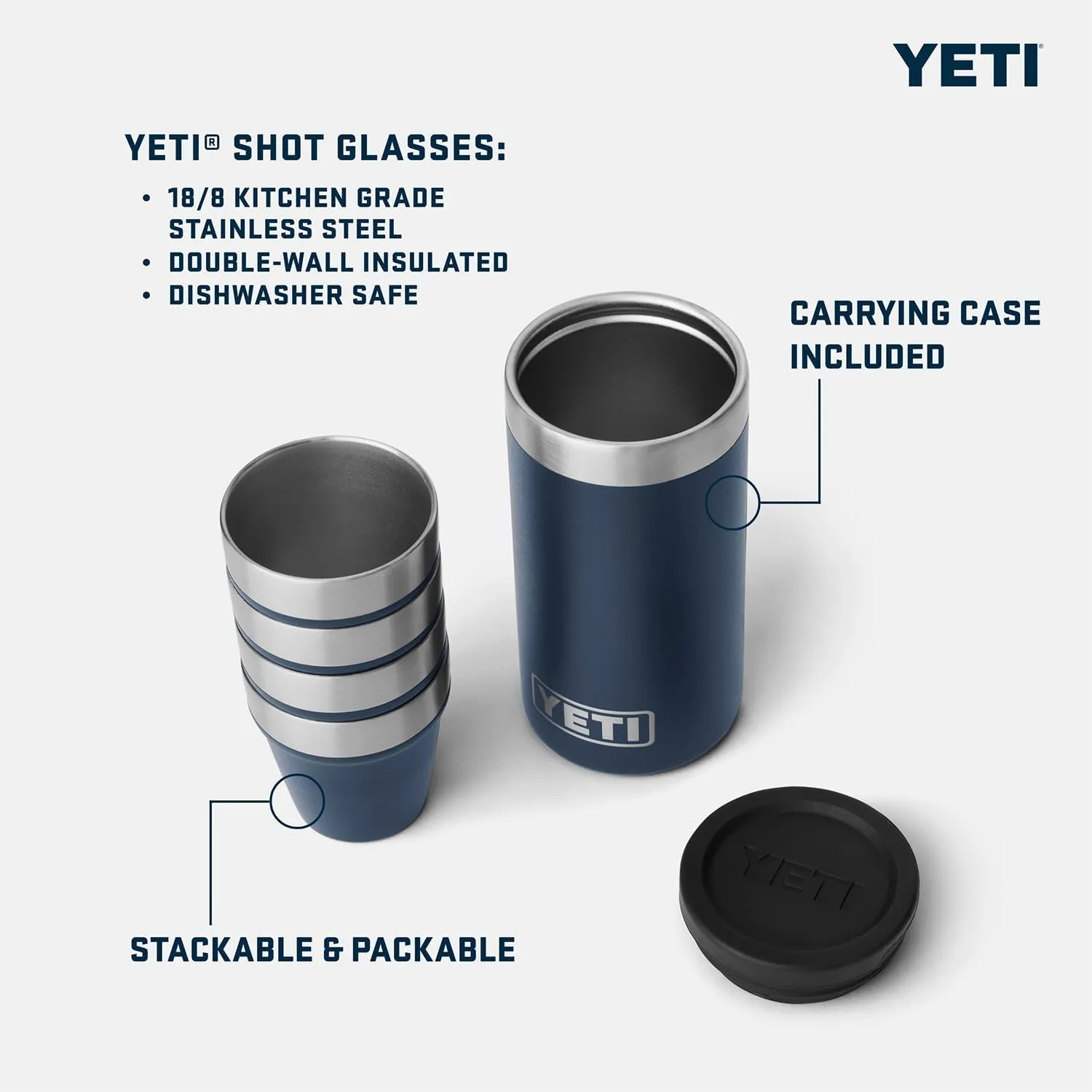YETI Shot Glasses with Carrying Case, Set of 4