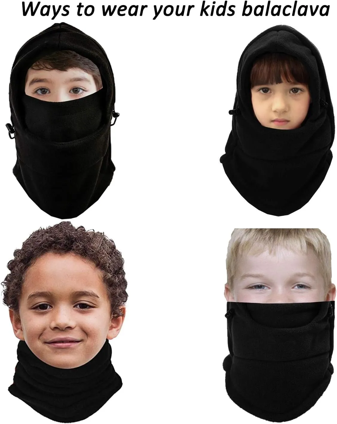 YQXCC Kids Winter Hats Balaclava Ski Mask Windproof Warm Adjustable with Fleece Lining Hat for Boys Girls