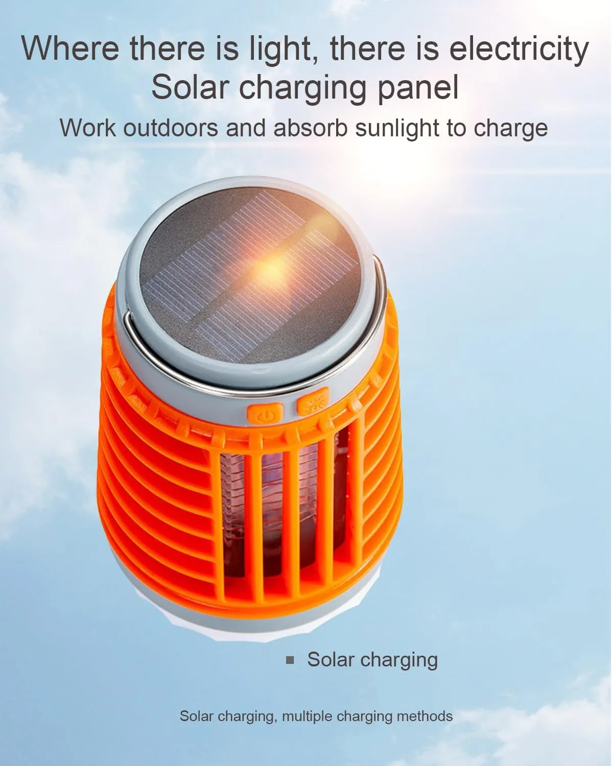 Zapranger - 2025 Profession 2 in 1 Zap Ranger, 100% Safe, Solar & USB Charging, 360° Luminous, Portable Silent Camping Light, Ipx7 Waterproof, for Indoor, Outdoor, Garden, Picnic (Orange*1)