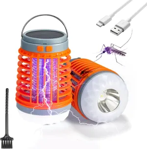 Zapranger - 2025 Profession 2 in 1 Zap Ranger, 100% Safe, Solar & USB Charging, 360° Luminous, Portable Silent Camping Light, Ipx7 Waterproof, for Indoor, Outdoor, Garden, Picnic (Orange*1)