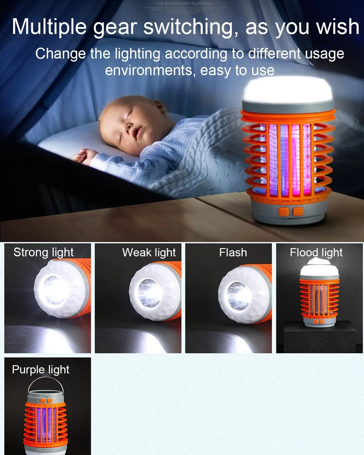 Zapranger - 2025 Profession 2 in 1 Zap Ranger, 100% Safe, Solar & USB Charging, 360° Luminous, Portable Silent Camping Light, Ipx7 Waterproof, for Indoor, Outdoor, Garden, Picnic (Orange*1)