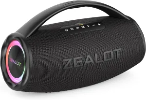 ZEALOT Portable Speaker, 80W Loud with Booming Bass, IP67 Waterproof, Bluetooth 5.2, Large Speaker for Outdoor Use, PowerBank
