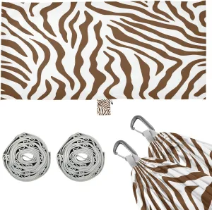 Zebra Texture Camping Hammock, Single Portable Hammocks with Tree Straps & Attached Carry Bag, 330Lbs Capacity Perfect for Outside Indoor Hiking Beach Backpack Travel