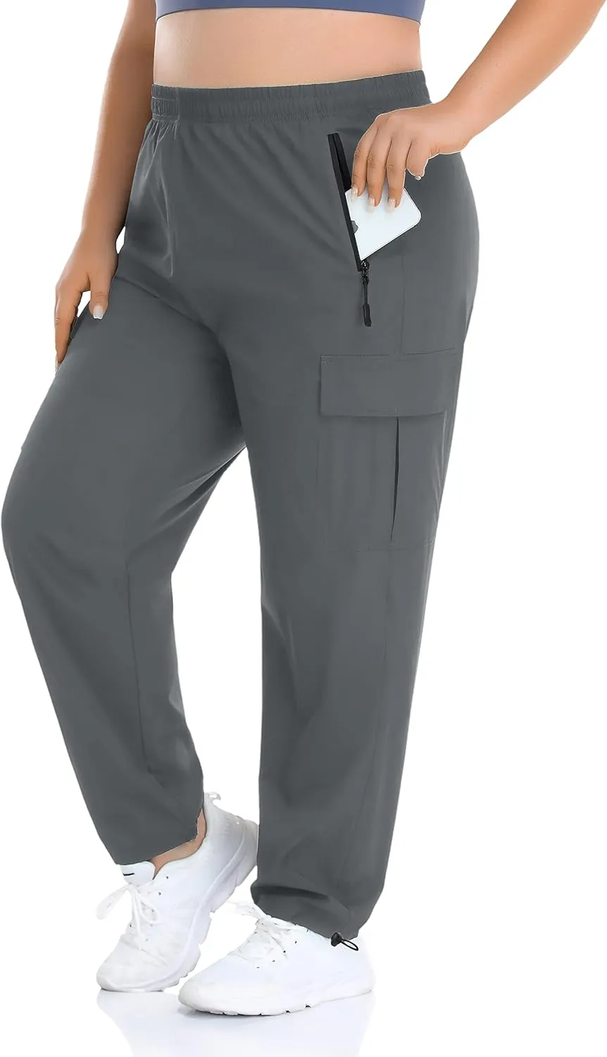 ZERDOCEAN Women's Plus Size Outdoor Active Hiking Pants Lightweight Quick Dry Athletic Pants Zipper Pockets