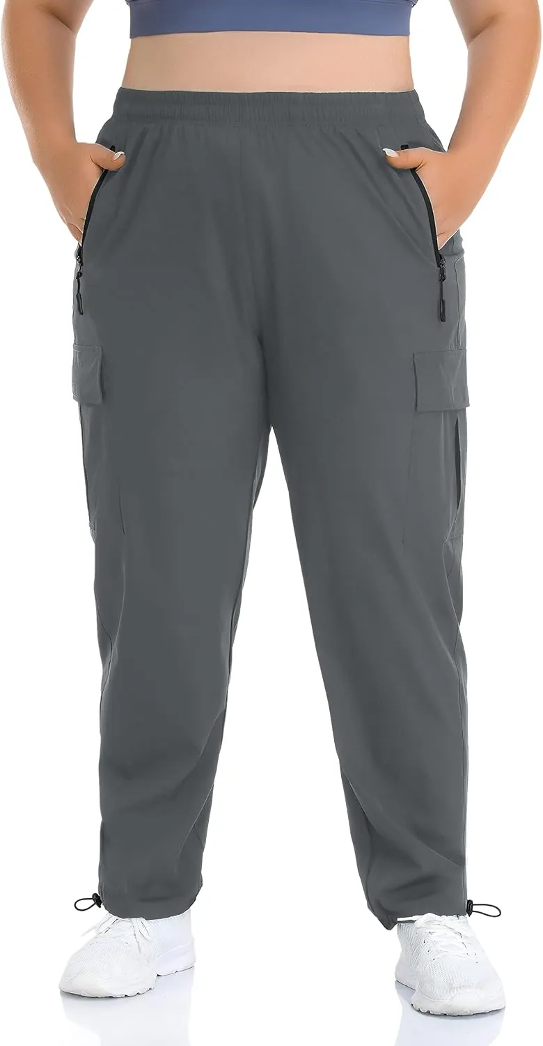 ZERDOCEAN Women's Plus Size Outdoor Active Hiking Pants Lightweight Quick Dry Athletic Pants Zipper Pockets