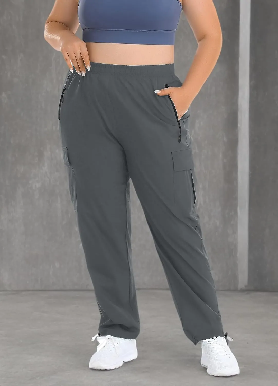 ZERDOCEAN Women's Plus Size Outdoor Active Hiking Pants Lightweight Quick Dry Athletic Pants Zipper Pockets
