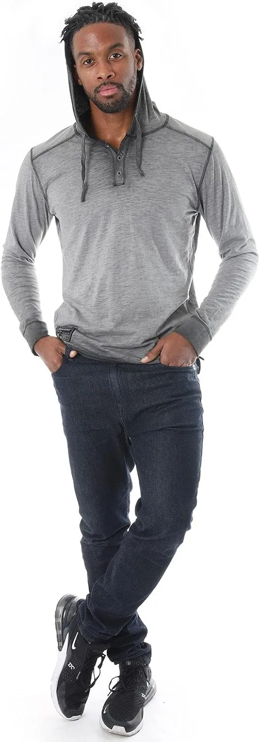 ZIMEGO Men's Long Sleeve Hoodie Garment Dyed Pullover Hood shirt - Lightweight