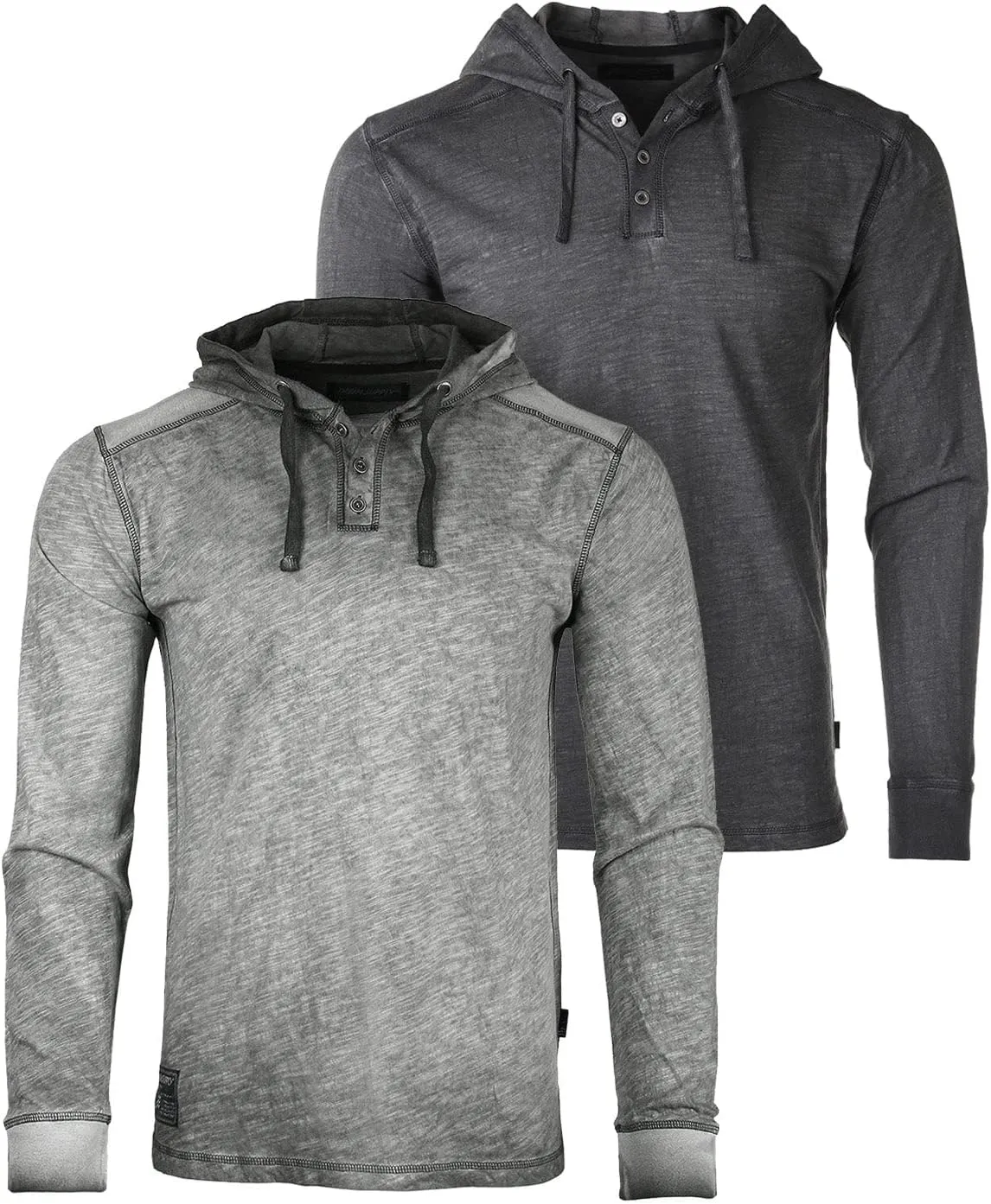 ZIMEGO Men's Long Sleeve Hoodie Garment Dyed Pullover Hood shirt - Lightweight