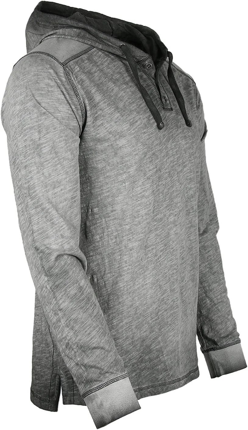 ZIMEGO Men's Long Sleeve Hoodie Garment Dyed Pullover Hood shirt - Lightweight