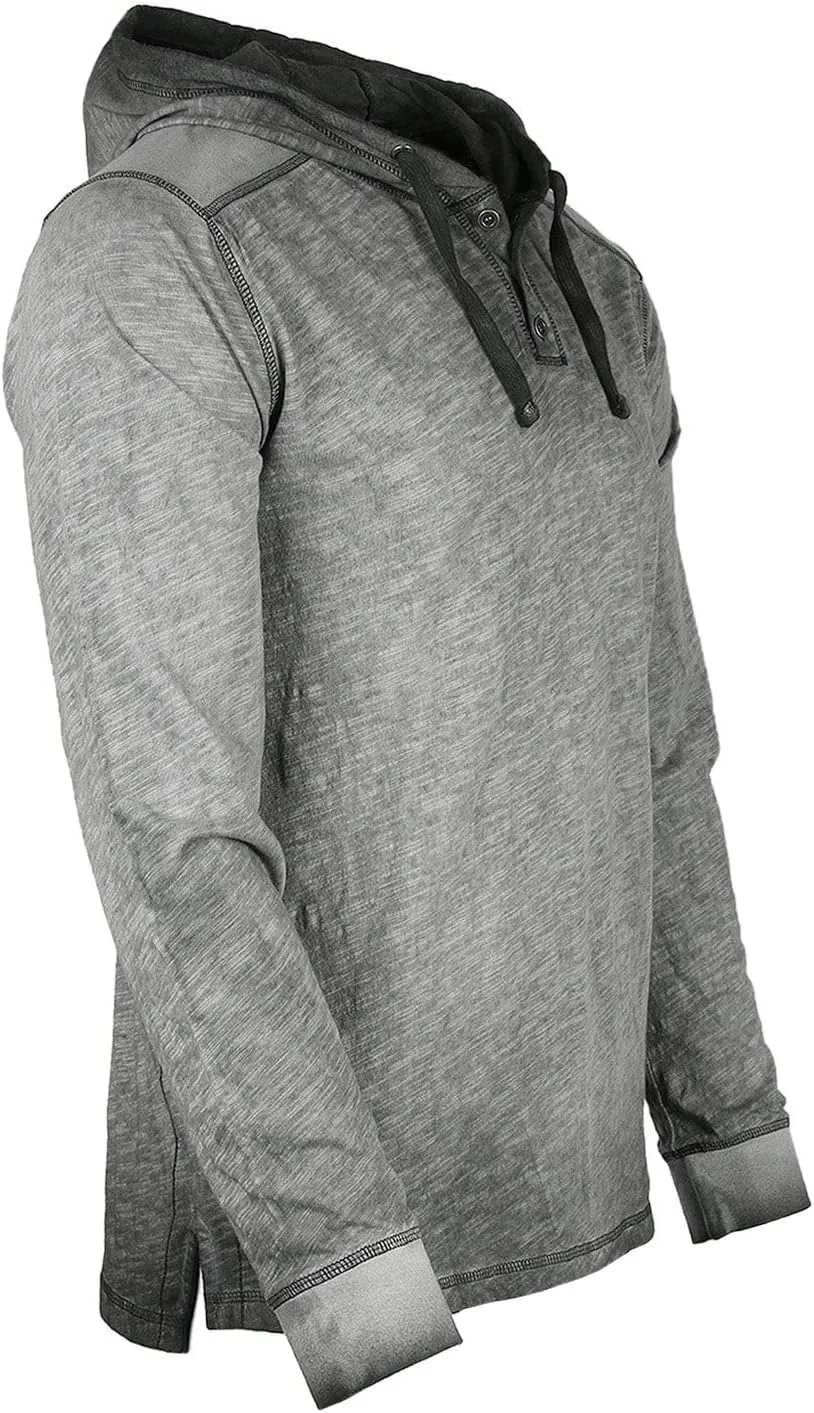 ZIMEGO Men's Long Sleeve Hoodie Garment Dyed Pullover Hood shirt - Lightweight