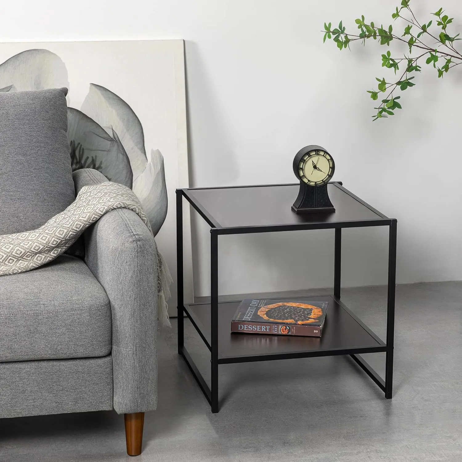 ZINUS Dane 20 Inch Black Frame Side Table, End Table, Easy Assembly, Rich black wood grain (Espresso)