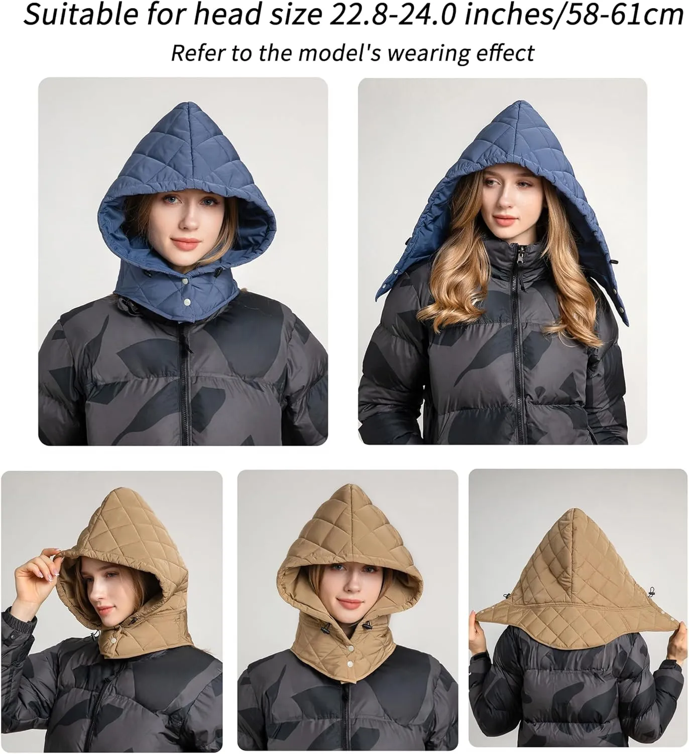 ZLYC Women Windproof Winter Hats Down Hooded Scarf Balaclava Beanie Warm Skull Cap