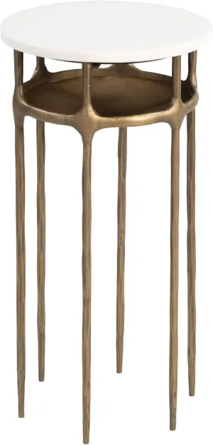 Zuo Bild Side Table White & Brass