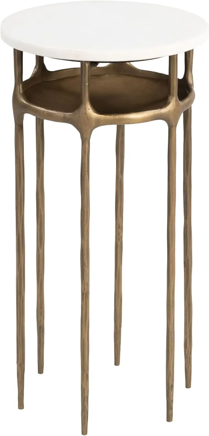 Zuo Bild Side Table White & Brass